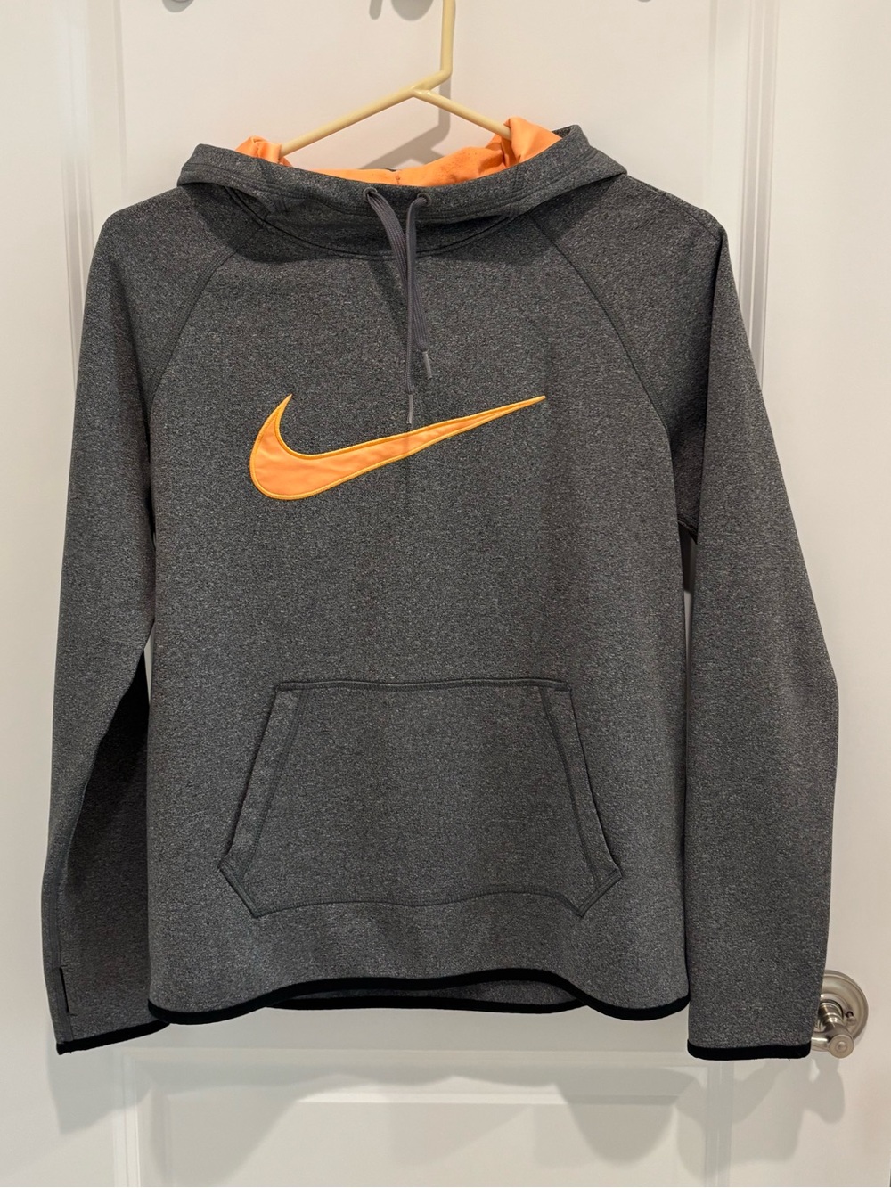 Nike Gray and Orange Dri-Fit Hoodie